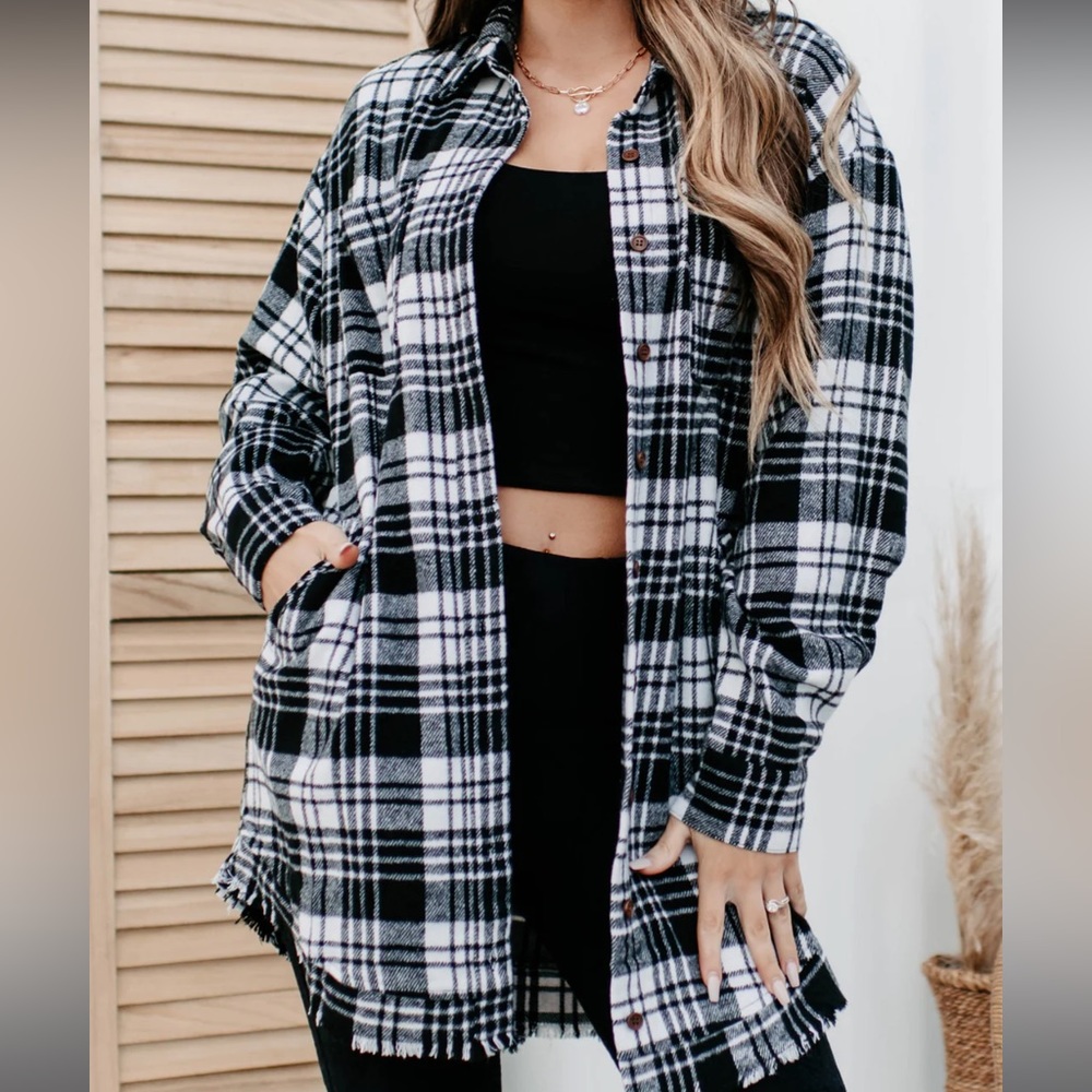 Nanamacs Ciders & Bonfires Long Plaid Shacket